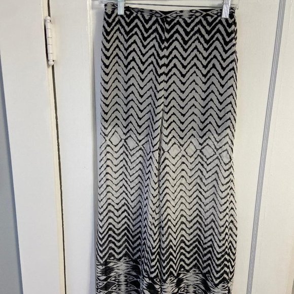 Sans Souci Safari Sheer Black & White Zig Zag, Wide Leg Pants, Size X-Small - Picture 2 of 6